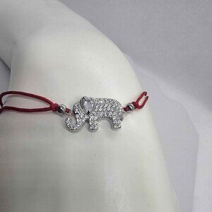 925 Sterling Silver Elephant Good Luck Red String Bracelet